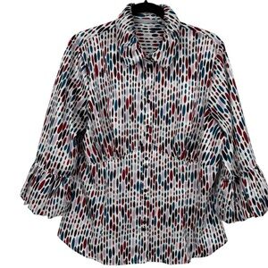 Violet &‎ Claire Satin Geometric Print Blouse Top Size XL Artsy Feminine Career